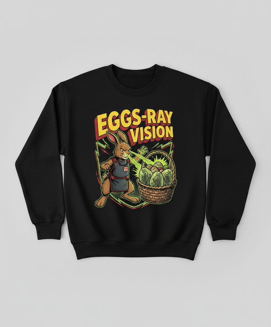 Eggs-Ray Vision Funny Easter Bunny Skeleton Sweatshirt - Black