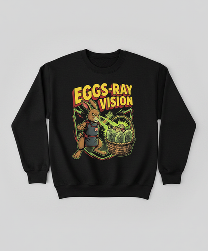 Eggs-Ray Vision Funny Easter Bunny Skeleton Sweatshirt - Black