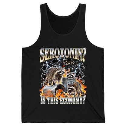 Serotonin in This Economy? raccoons Tank Top Black product mockup