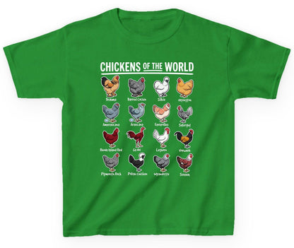 Chickens of the World chicken breeds Youth T-Shirt Irish Green product mockup