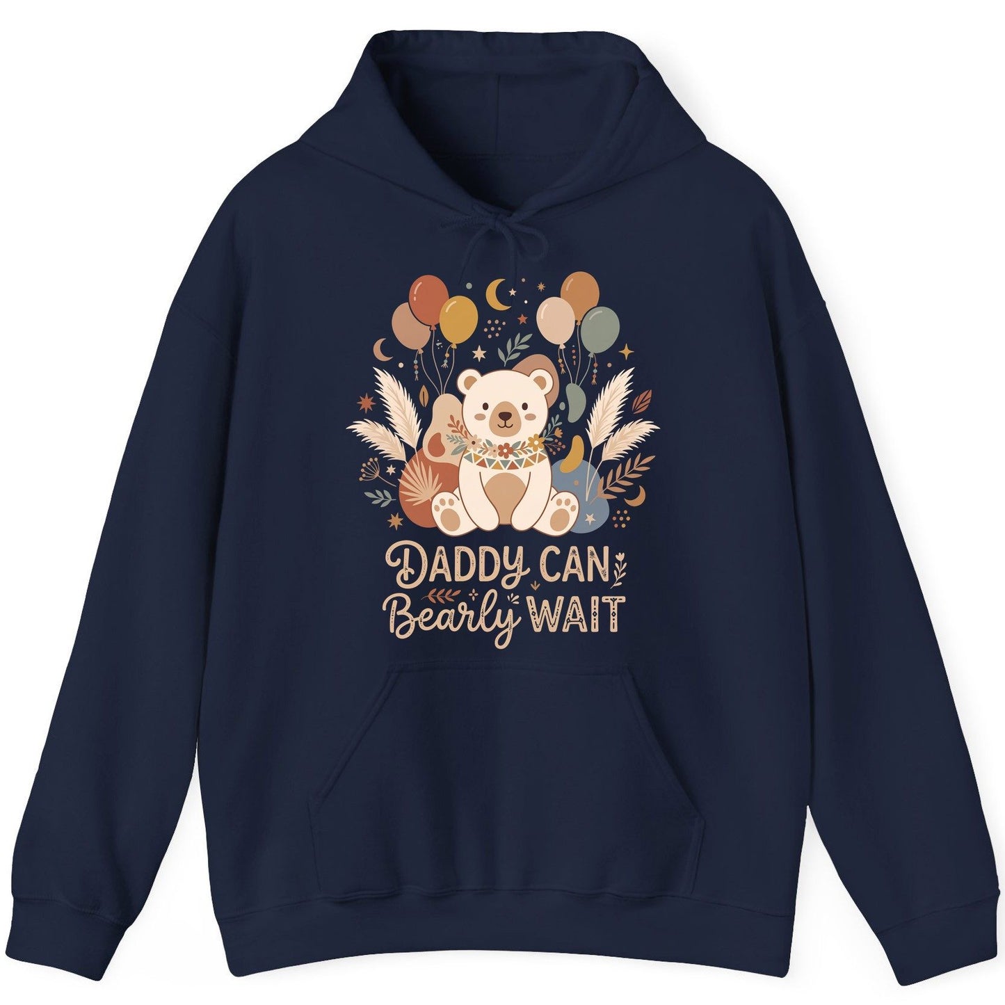 Daddy Can Bearly Wait Baby Shower Hoodie - product mockup - Navy