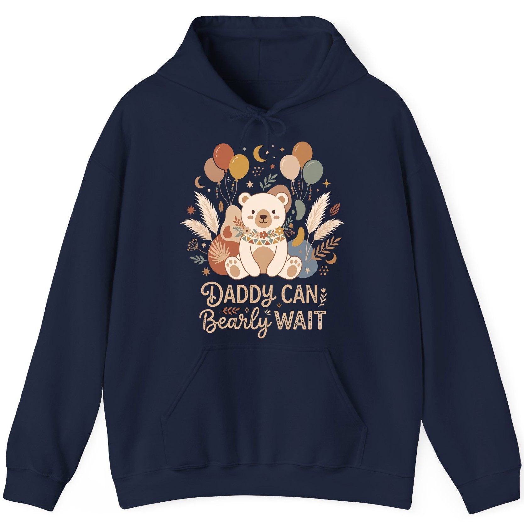 Daddy Can Bearly Wait Baby Shower Hoodie - product mockup - Navy