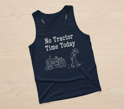 No Tractor Time Today Funny Farming Tank Top - product mockup - Navy