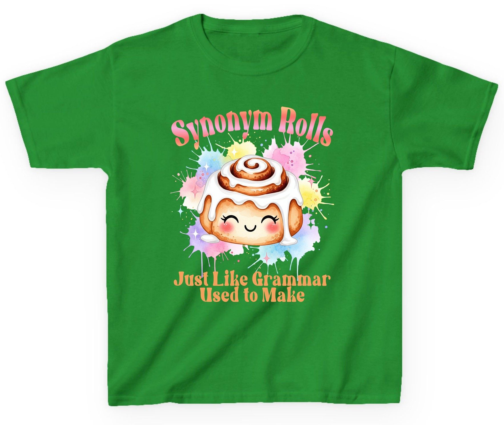 Synonym Rolls Just Like Grammar Used to Make grammar pun Youth T-Shirt Irish Green product mockup