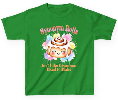 Synonym Rolls Just Like Grammar Used to Make grammar pun Youth T-Shirt Irish Green product mockup