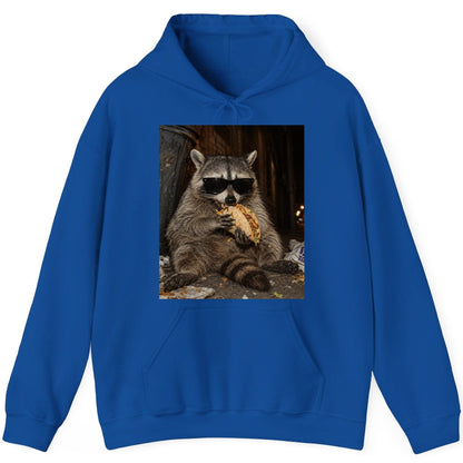 Raccoon Eating Taco Funny Animal Lovers Hoodie - product mockup - Royal