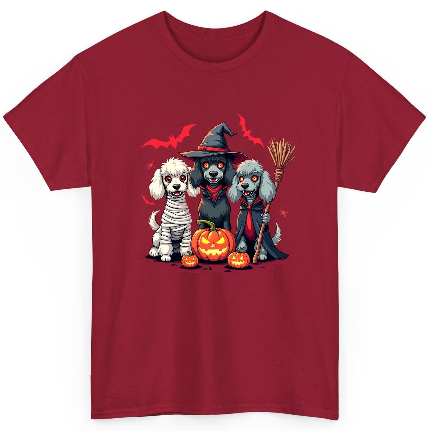 Spooky Poodle Trio Halloween dogs T-Shirt Cardinal Red product mockup