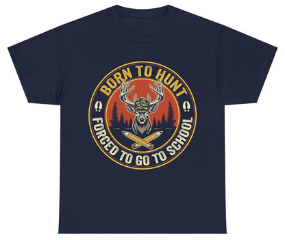 Born to Hunt Forced to Go to School hunting Youth T-Shirt Navy product mockup