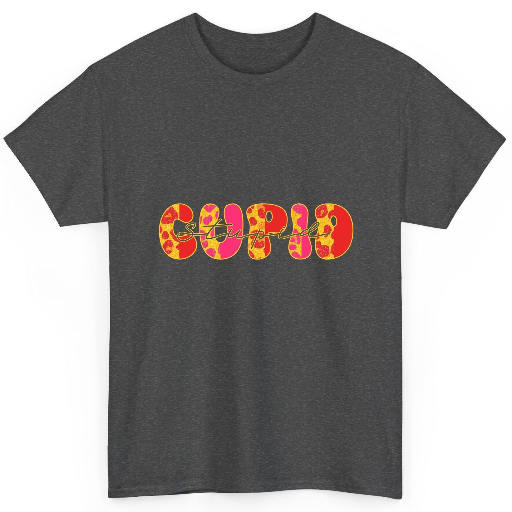 Stupid Cupid anti-Valentine's Day T-Shirt Dark Heather product mockup