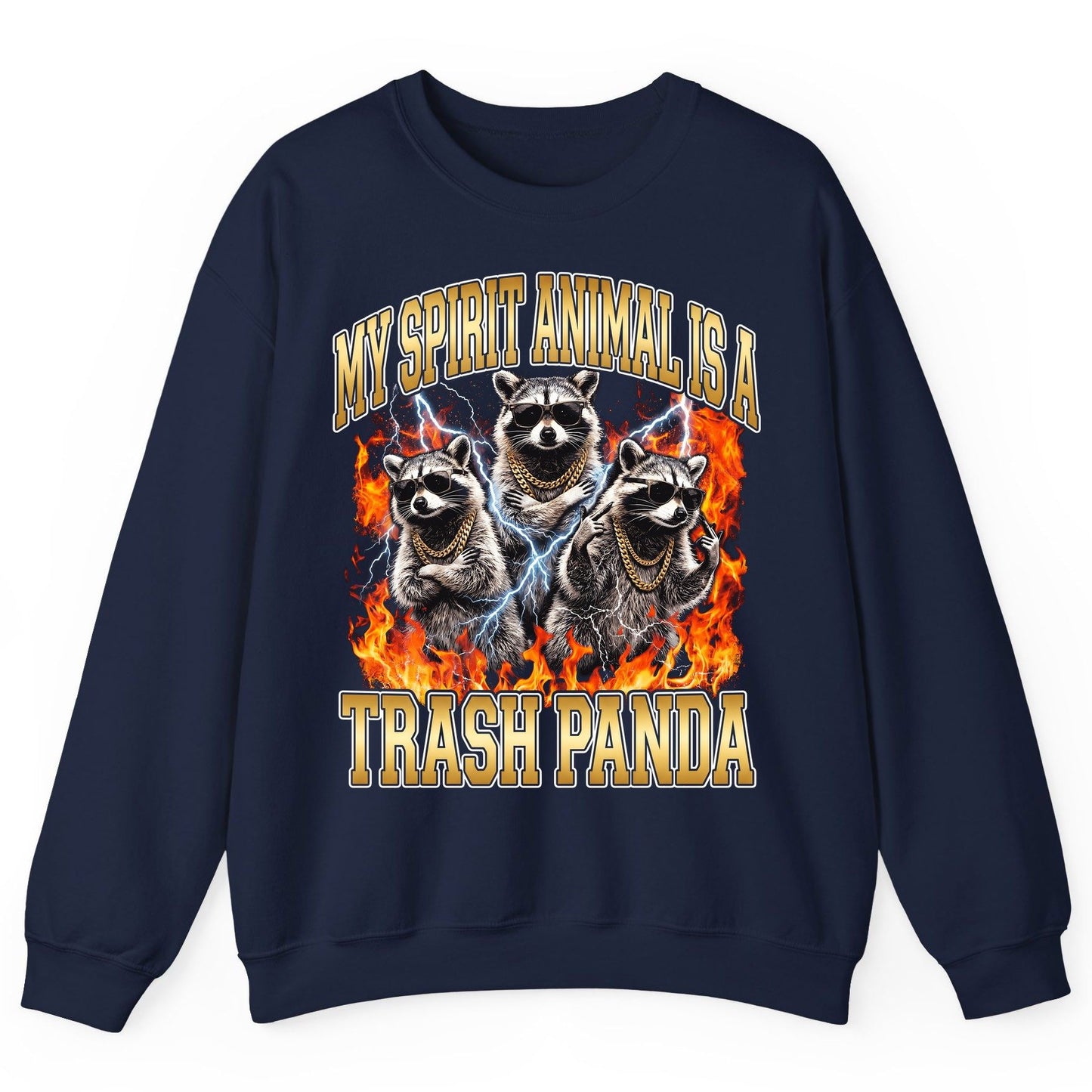 My Spirit Animal Is a Trash Panda raccoon Sweatshirt Navy product mockup