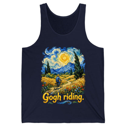 Gogh Riding van gogh art parody Tank Top Navy product mockup