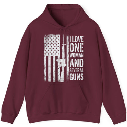 I LOVE ONE WOMAN AND Several GUNS Funny Pro-Gun Hoodie - product mockup - Maroon