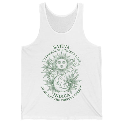SATIVA TO CHANGE THE THINGS I CAN INDICA TO ACCEPT THE THINGS Tank Top - product mockup - White