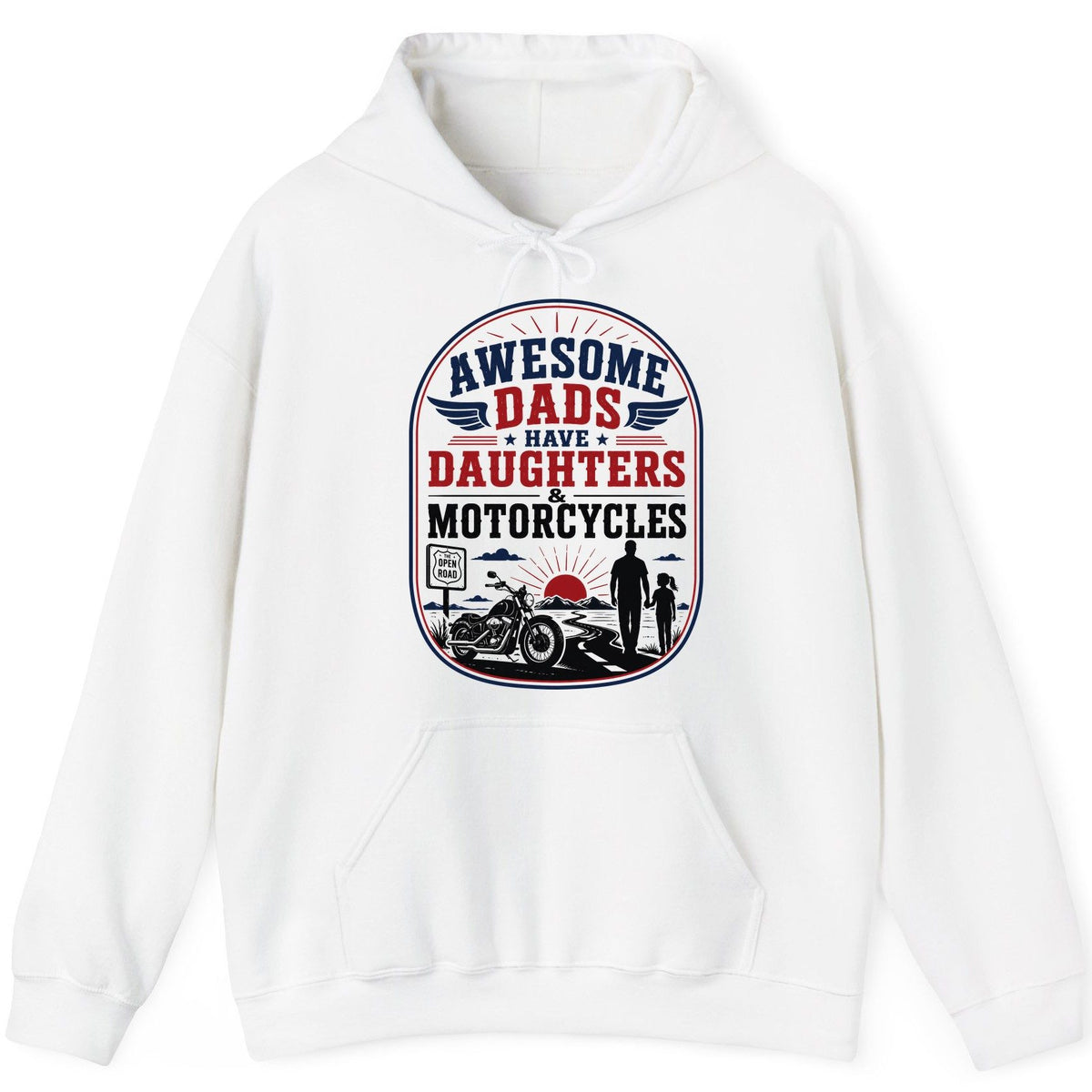 Awesome Dads Have Daughters & Motorcycles biker dad Hoodie White product mockup