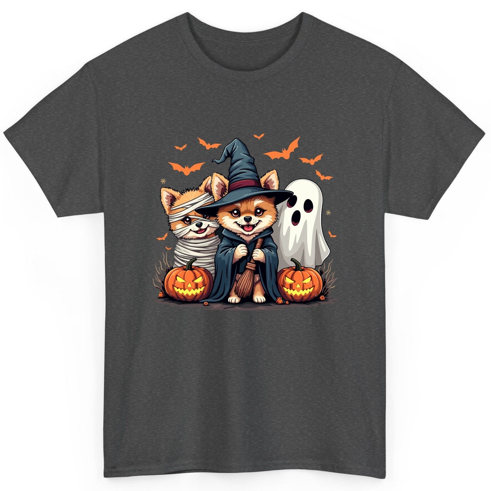 Cute Halloween Corgi Dogs Halloween corgis T-Shirt Dark Heather product mockup
