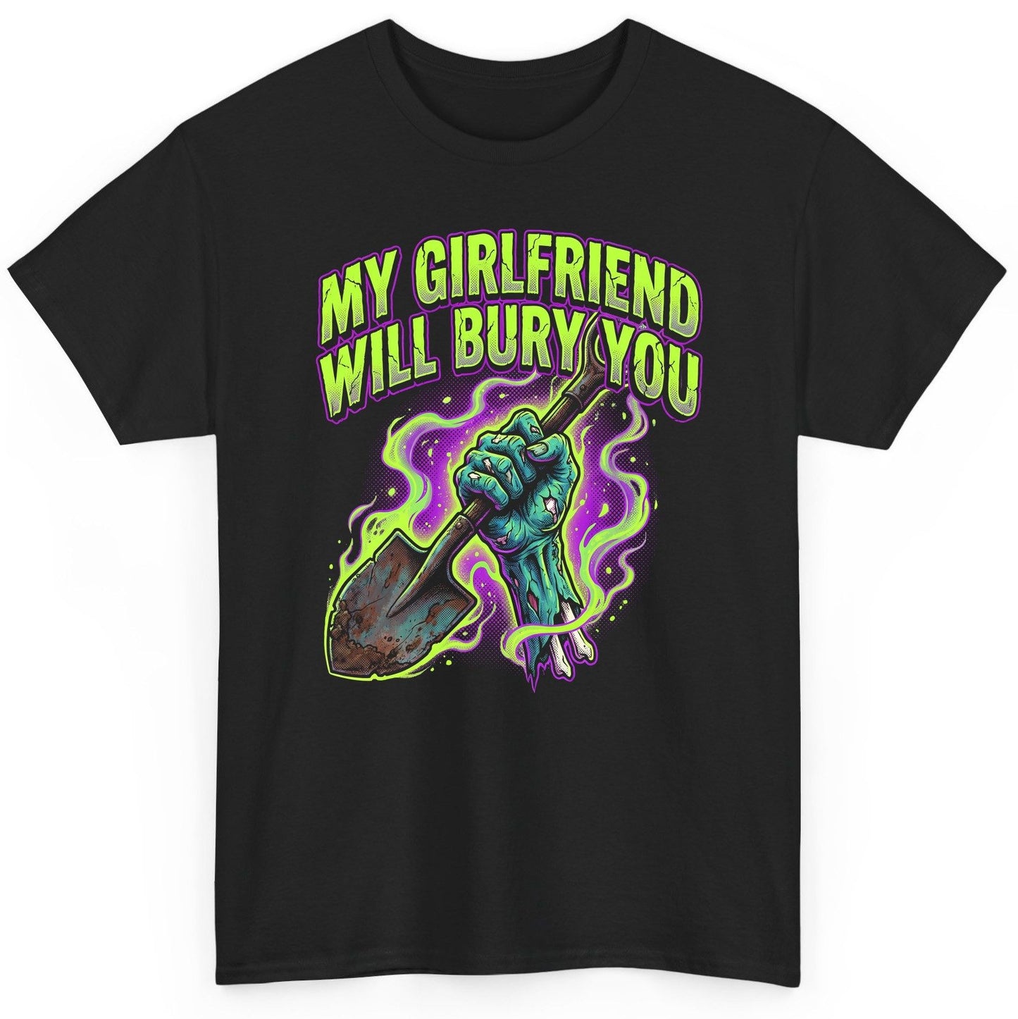 My Girlfriend Will Bury You zombie T-Shirt Black product mockup