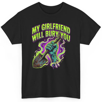 My Girlfriend Will Bury You zombie T-Shirt Black product mockup