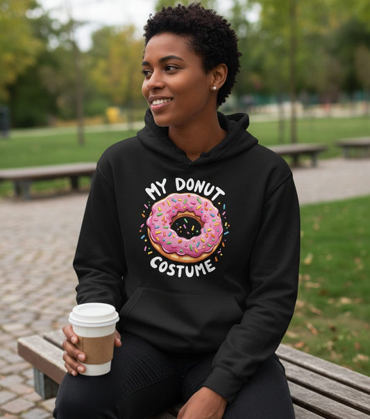 My Donut Costume donut Hoodie Black lifestyle mockup