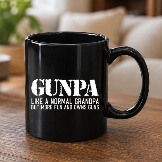 Gunpa Like a Normal Grandpa but More Fun and Owns Guns funny gun owner grandpa Black Mug Black product mockup