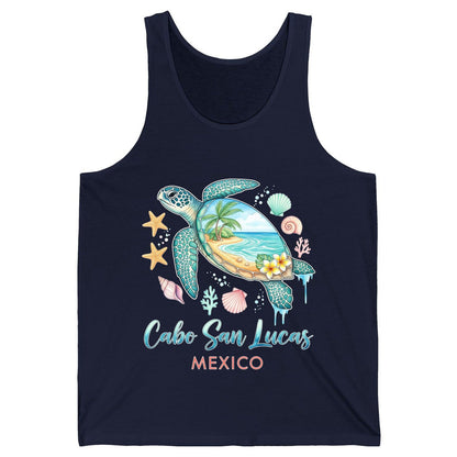 Cabo San Lucas Mexico sea turtle Tank Top Navy product mockup