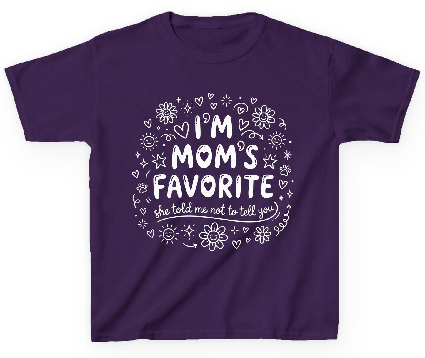 I'm Mom's Favorite (She Told Me Not to Tell You) family humor Youth T-Shirt Purple product mockup
