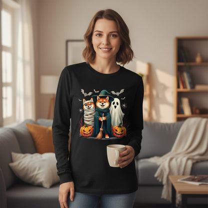 Shiba Inu Halloween Costumes shiba inu Long Sleeve Tee Black lifestyle mockup
