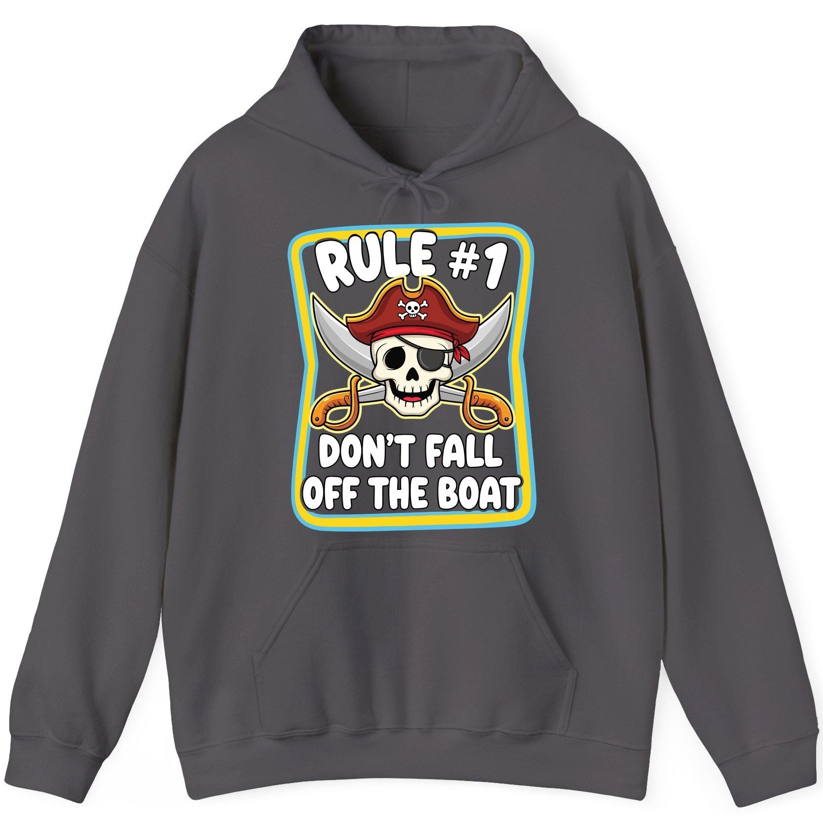 Rule 1 Don't Fall Off the Boat pirate Hoodie Charcoal product mockup