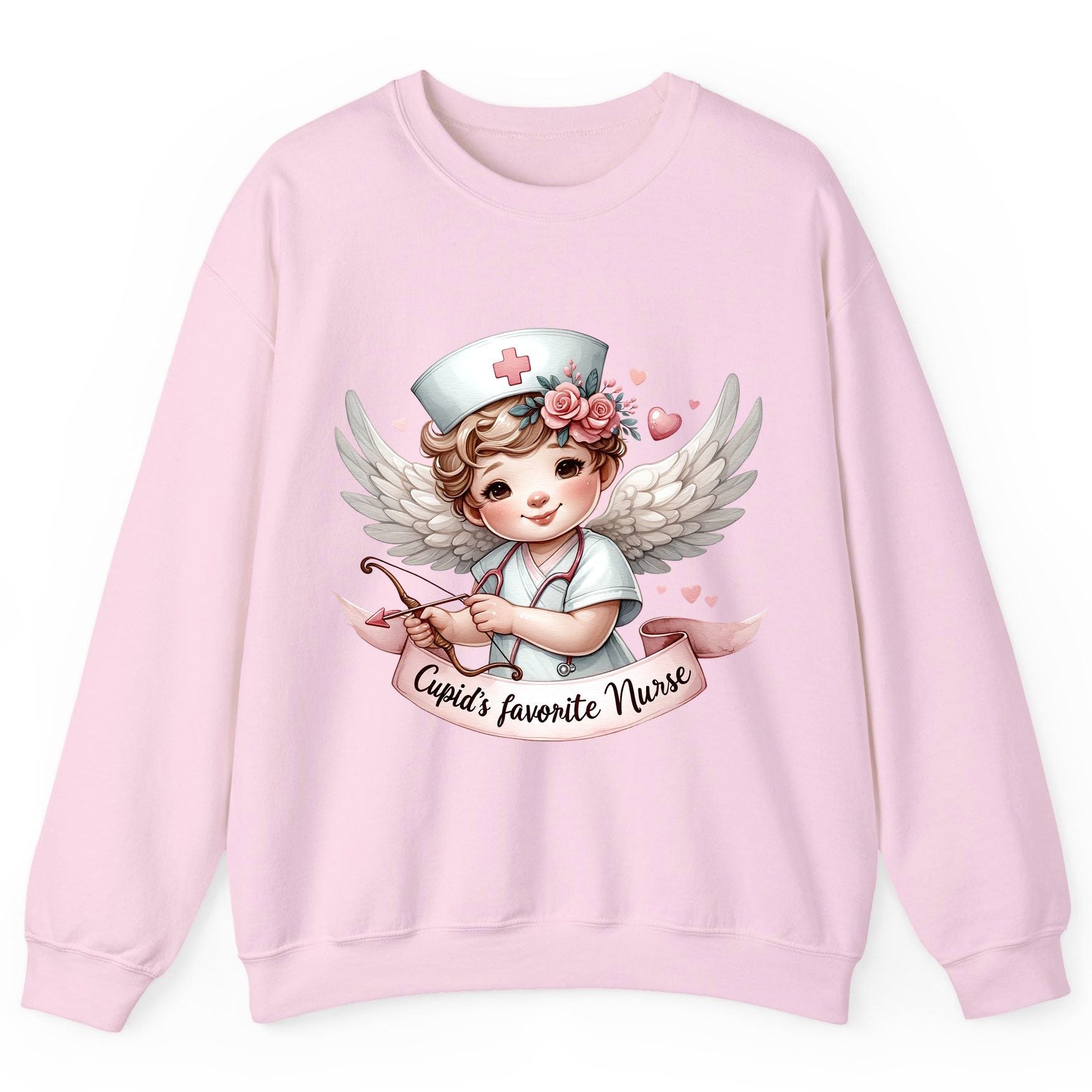 Cupid's Favorite Nurse cupid nurse Sweatshirt Light Pink product mockup