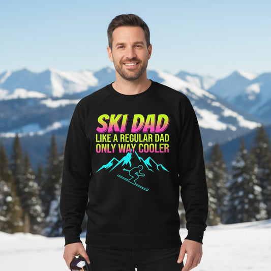 Ski Dad Like a Regular Dad Only Way Cooler skiing Sweatshirt Black lifestyle mockup
