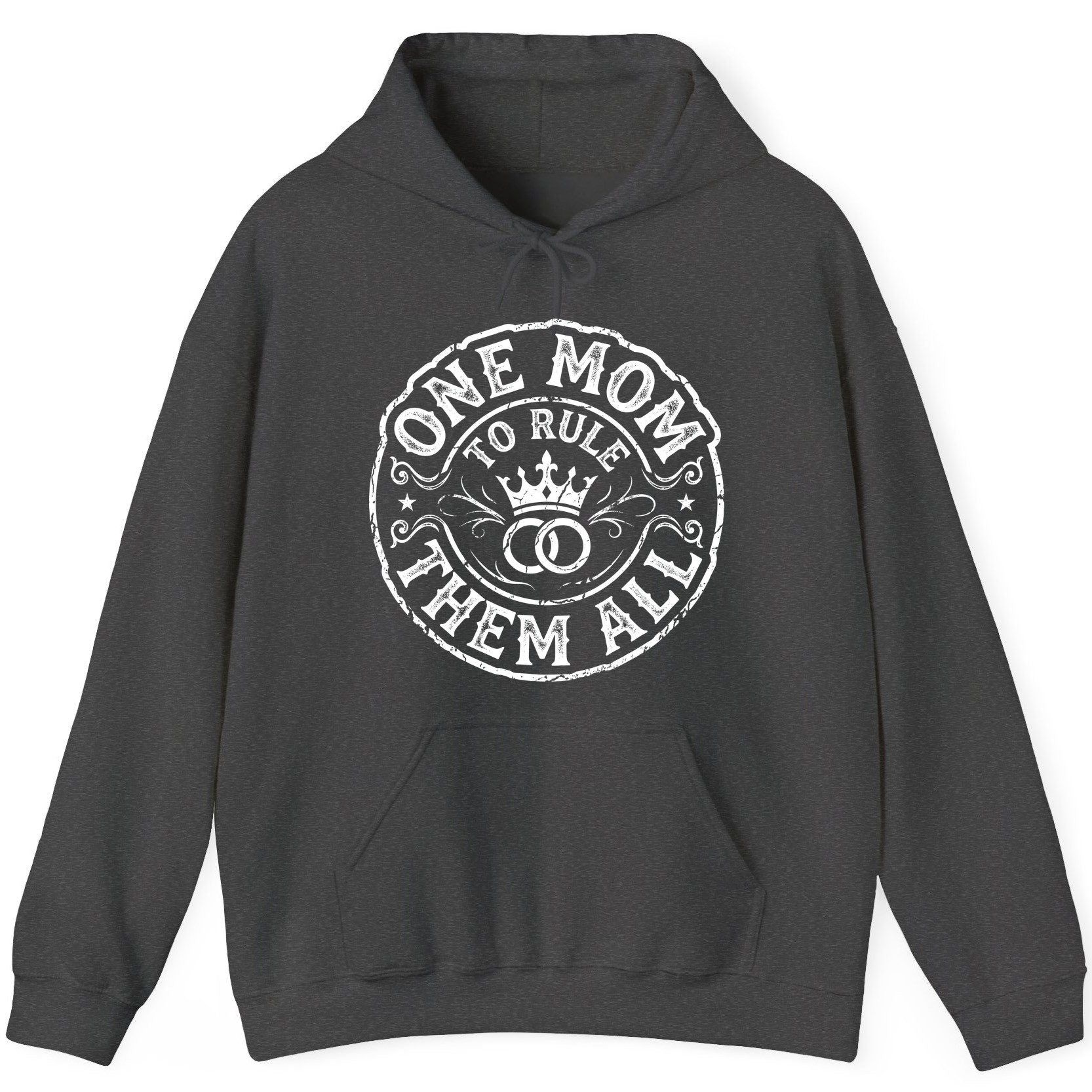 One Mom to Rule Them All Funny Moms Hoodie - product mockup - Dark Heather