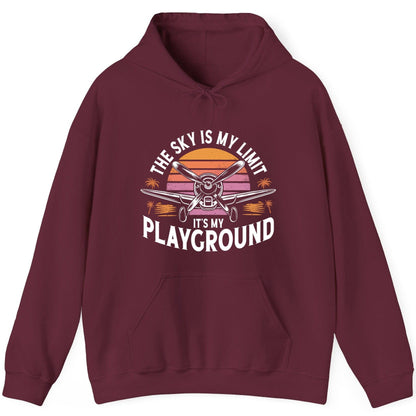 The Sky Is My Limit It's My Playground aviation Hoodie Maroon product mockup