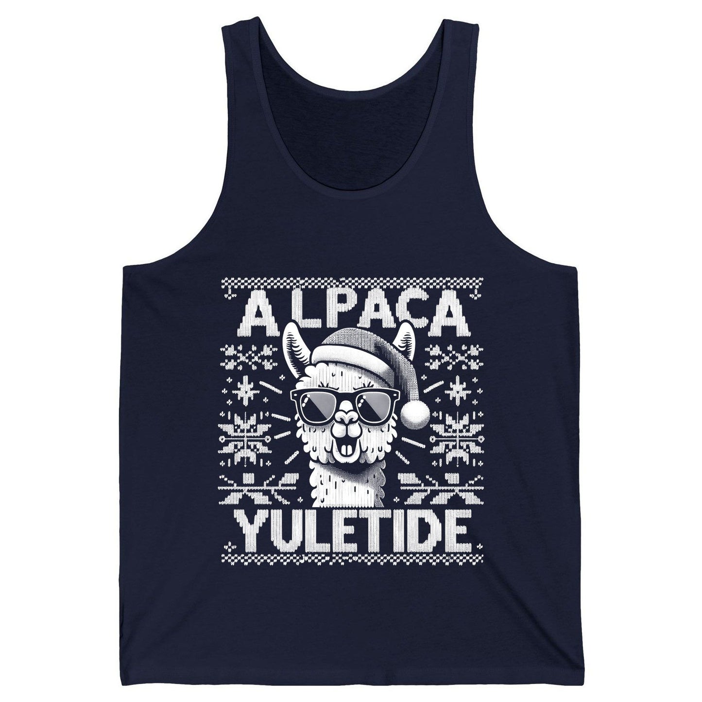 ALPACA Yuletide Funny Lovers Tank Top - product mockup - Navy