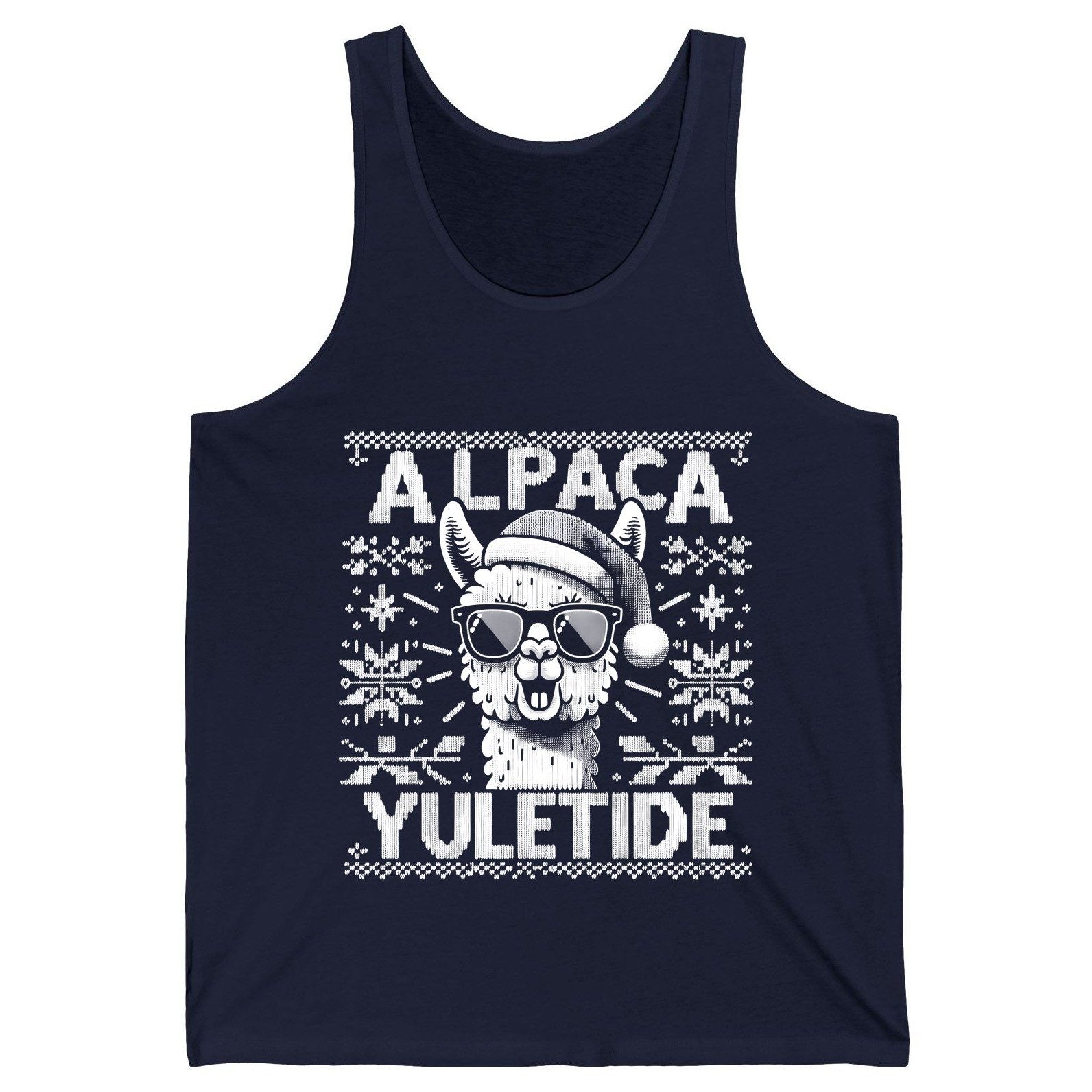 ALPACA Yuletide Funny Lovers Tank Top - product mockup - Navy