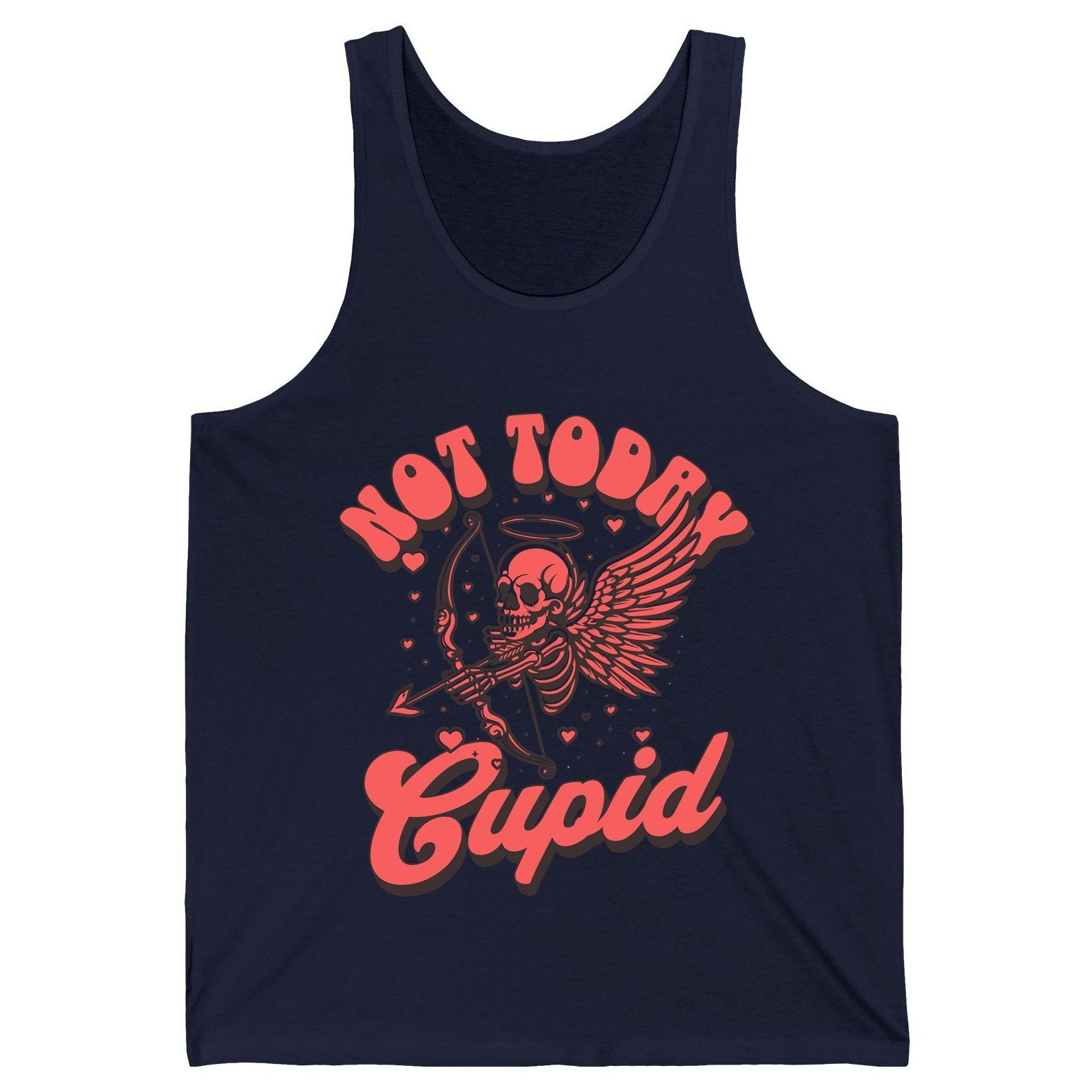 Not Today Cupid skeletal cupid Tank Top Navy product mockup
