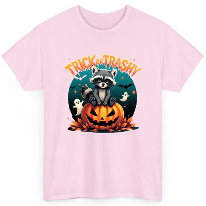 Trick or Trashy Halloween raccoon T-Shirt Light Pink product mockup