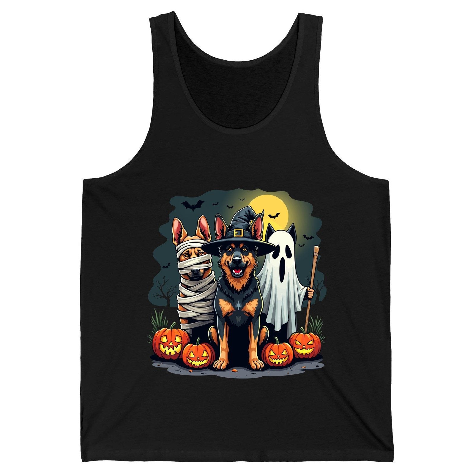 Halloween Dogs in Costumes Halloween dogs Tank Top Black product mockup