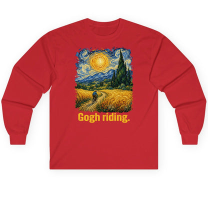 Gogh Riding art parody Long Sleeve Tee Red product mockup
