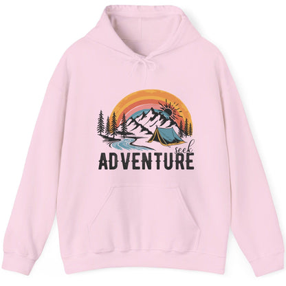 Seek Adventure camping Hoodie Light Pink product mockup