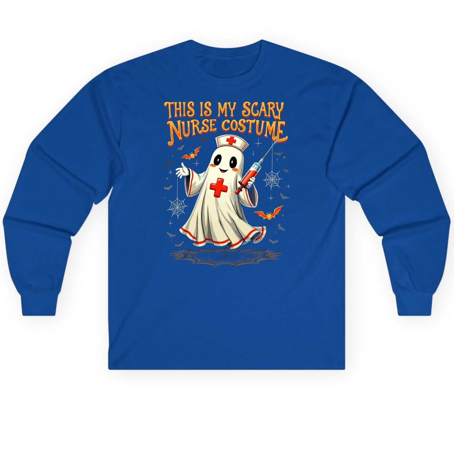 This Is My Scary Nurse Costume Halloween ghost nurse Long Sleeve Tee Royal product mockup