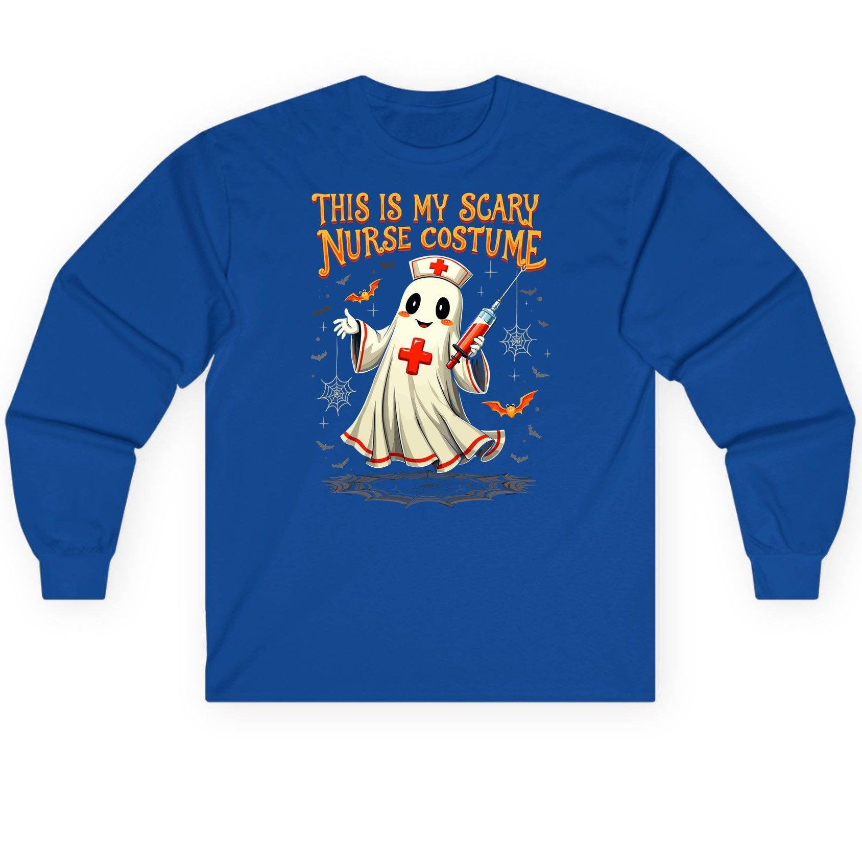 This Is My Scary Nurse Costume Halloween ghost nurse Long Sleeve Tee Royal product mockup
