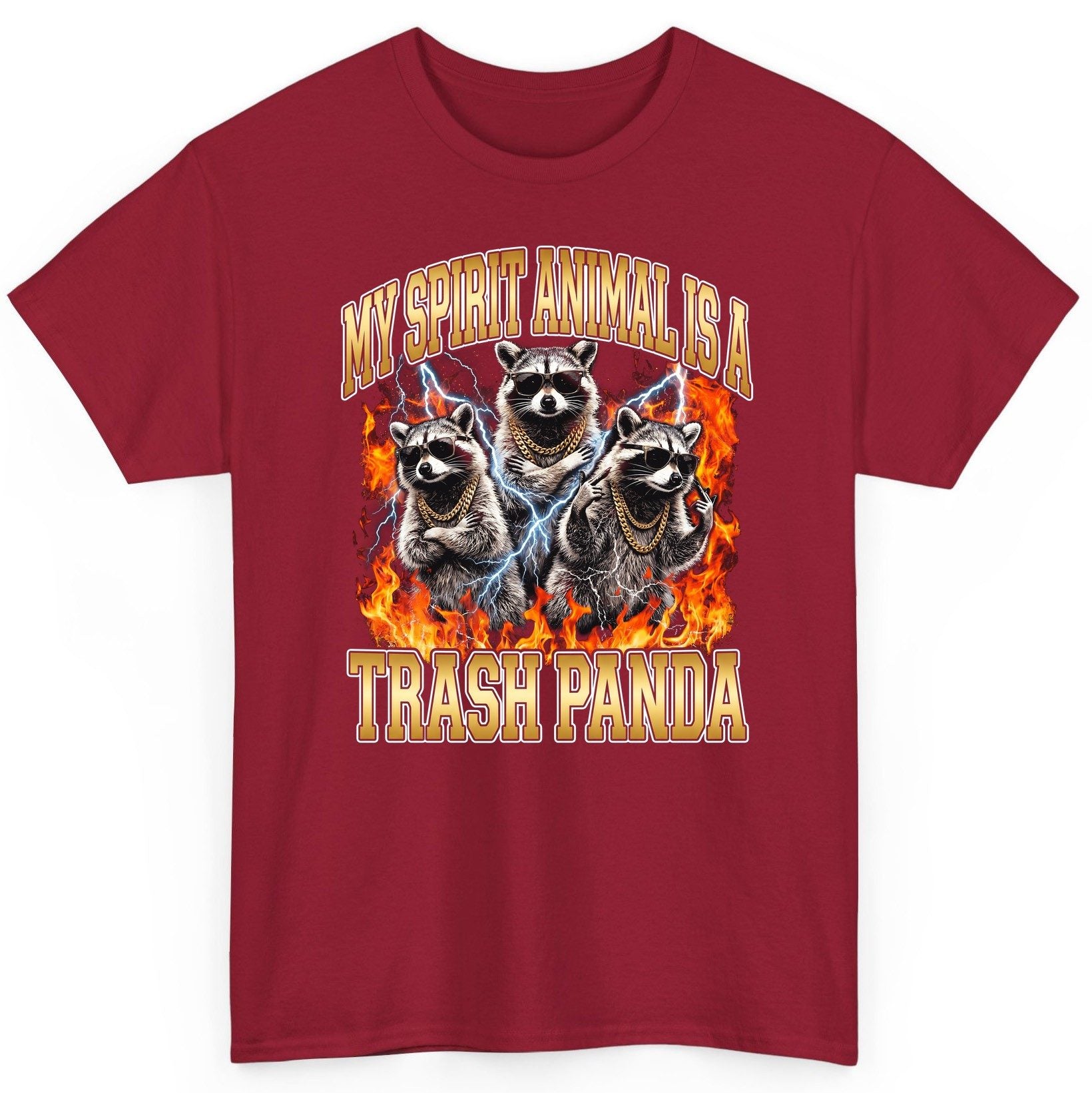 My Spirit Animal Is a Trash Panda raccoon T-Shirt Cardinal Red product mockup