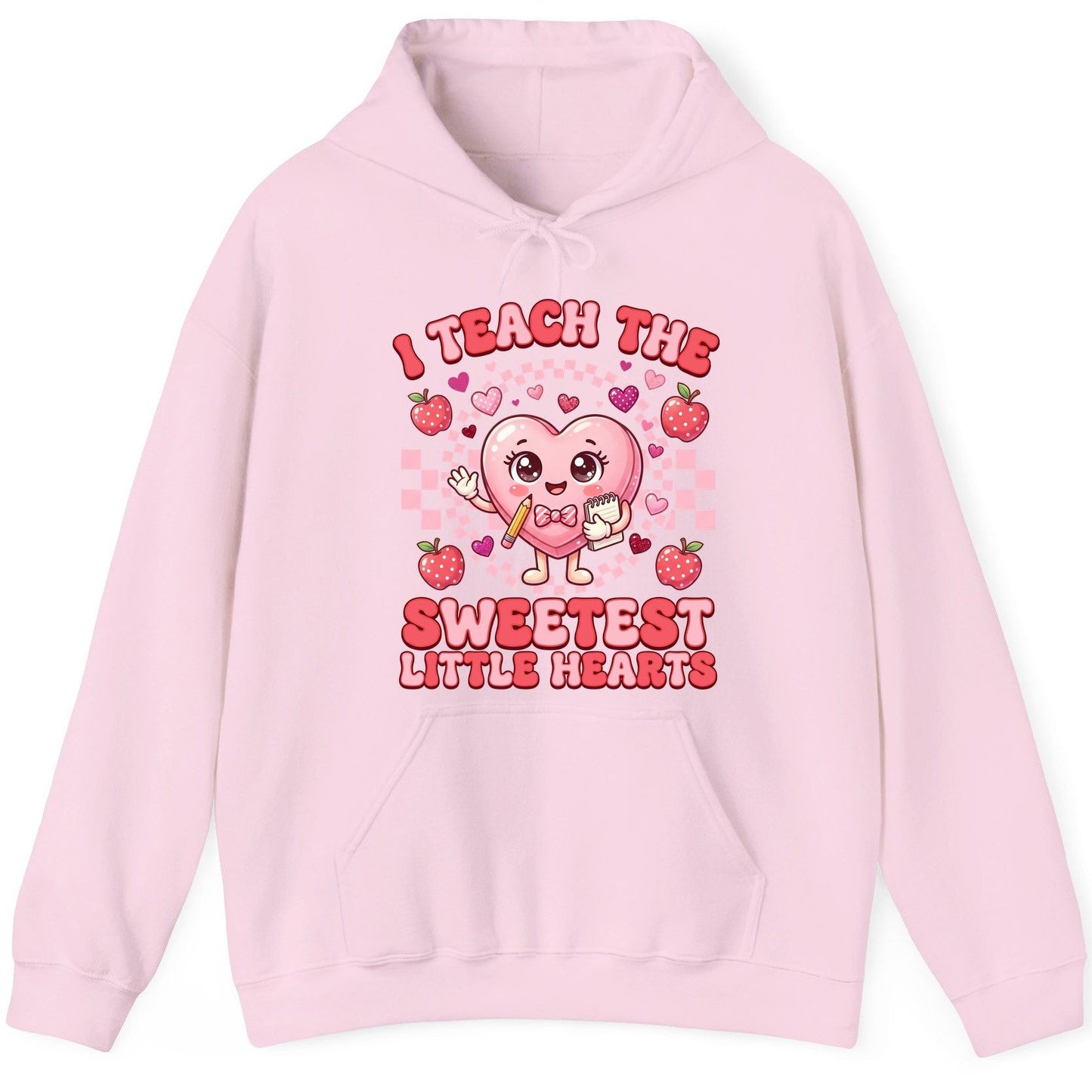 I Teach the Sweetest Little Hearts teaching Hoodie Light Pink product mockup
