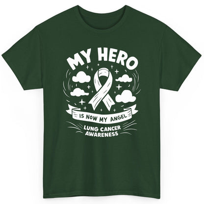 My Hero Is Now My Angel Lung Cancer Awareness lung cancer awareness T-Shirt Forest Green product mockup