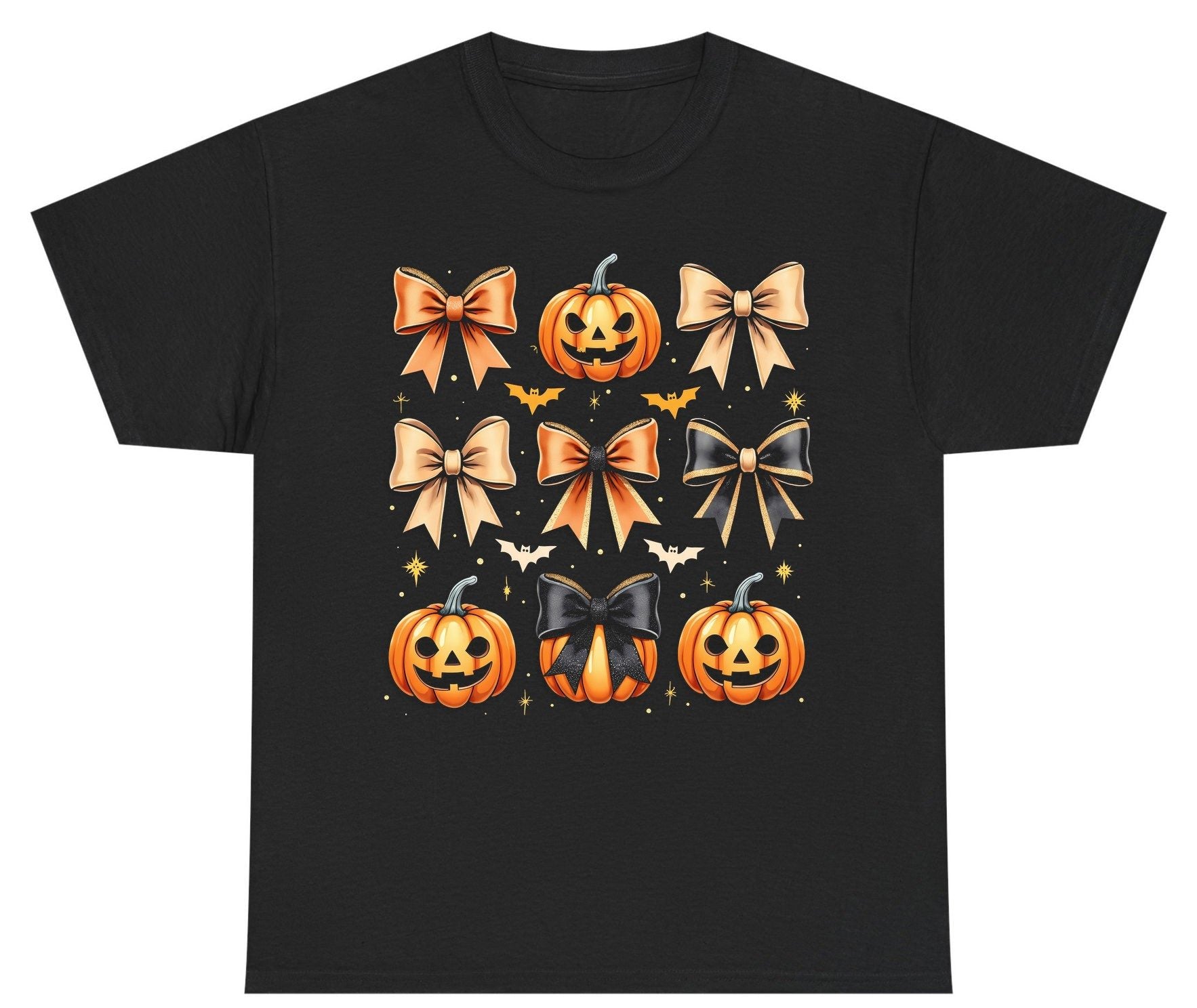 Cute Halloween Pumpkins and Bows Halloween Youth T-Shirt Black product mockup