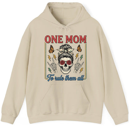 ONE MOM to Rule Them All Funny Skull Hoodie - product mockup - Sand