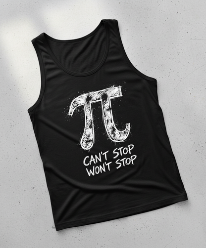 Pi Can't Stop Won't Stop Math Pun Tank Top - Black