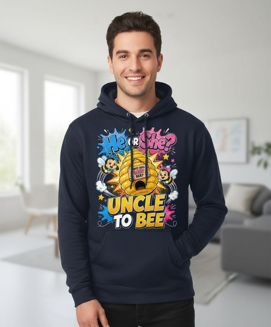 Uncle to Bee Gender Reveal Hoodie - product mockup - Navy