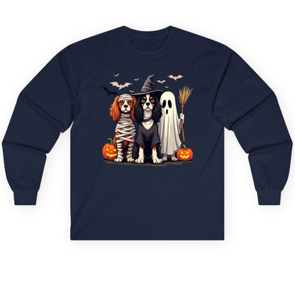 Cavalier Spaniel Halloween Dogs cavalier king charles spaniel Long Sleeve Tee Navy product mockup