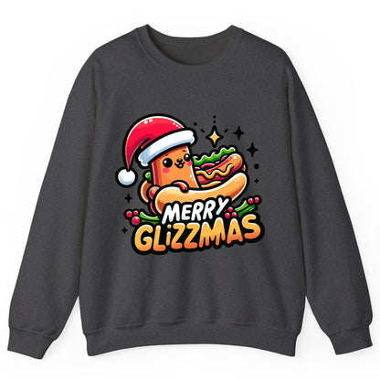 Merry Glizzmas hot dog Sweatshirt Dark Heather product mockup