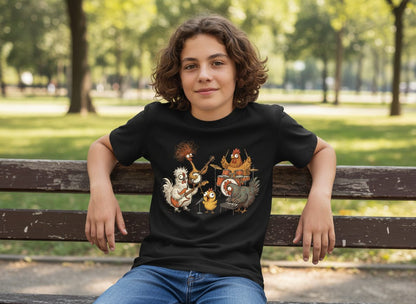 Chicken Rock Band chicken rock band Youth T-Shirt Black lifestyle mockup